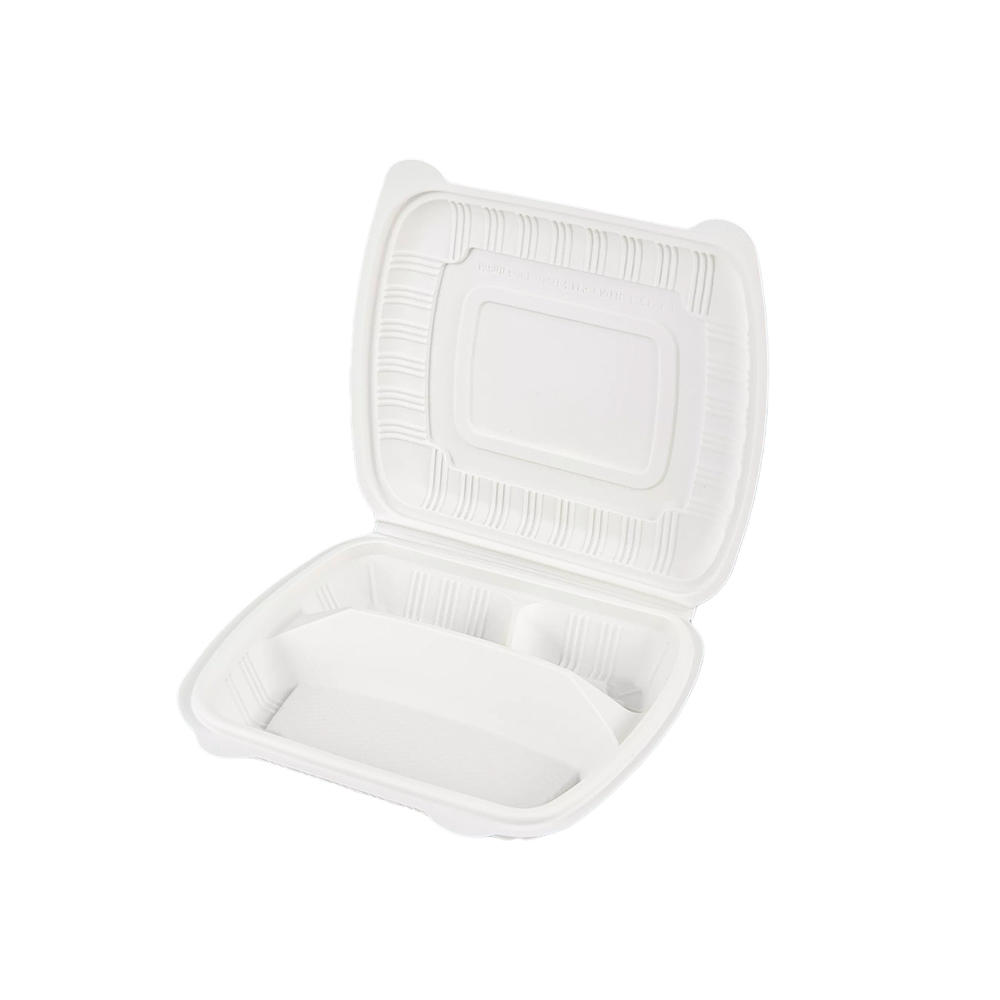 Biobased Disposable Plastic Cornstarch Box Bento Clamshell Lunch Box WFH-62